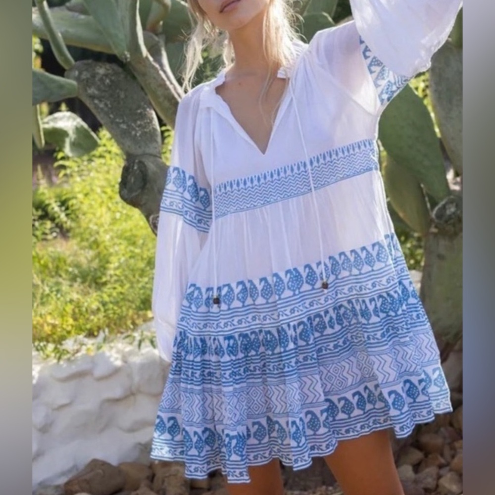 Oliphant Long Balloon Sleeve Vneck Dress M